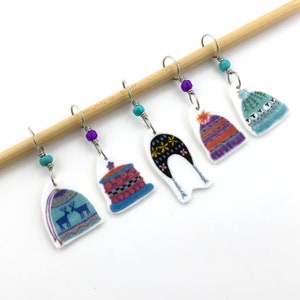 knit hat knitting stitch markers, snag free, colorful knitting accessory, fun gift for knitters image 2