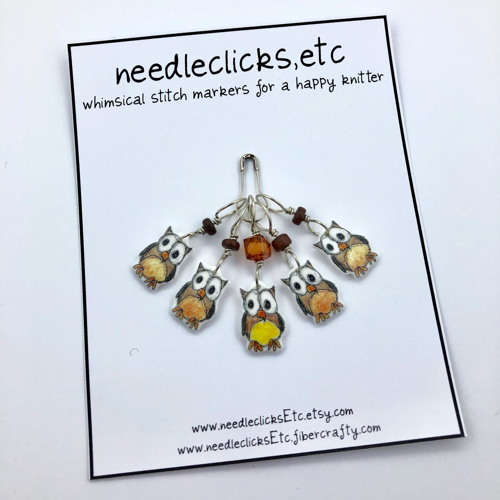 Owl Stitch Markers Whimsical Set of 5 Snag Free Etsy