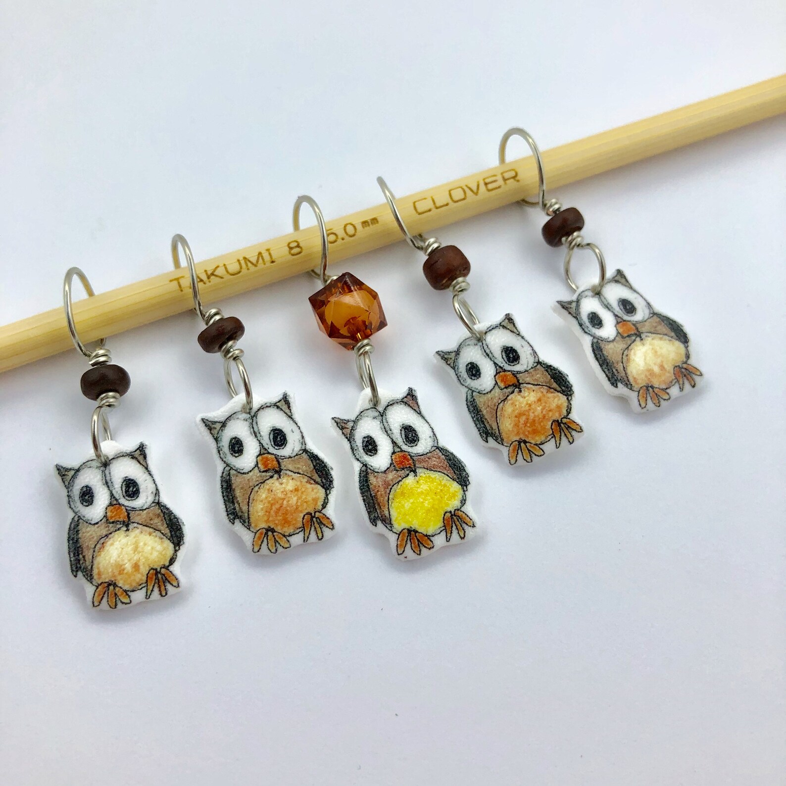 Owl Stitch Markers Whimsical Set of 5 Snag Free Etsy
