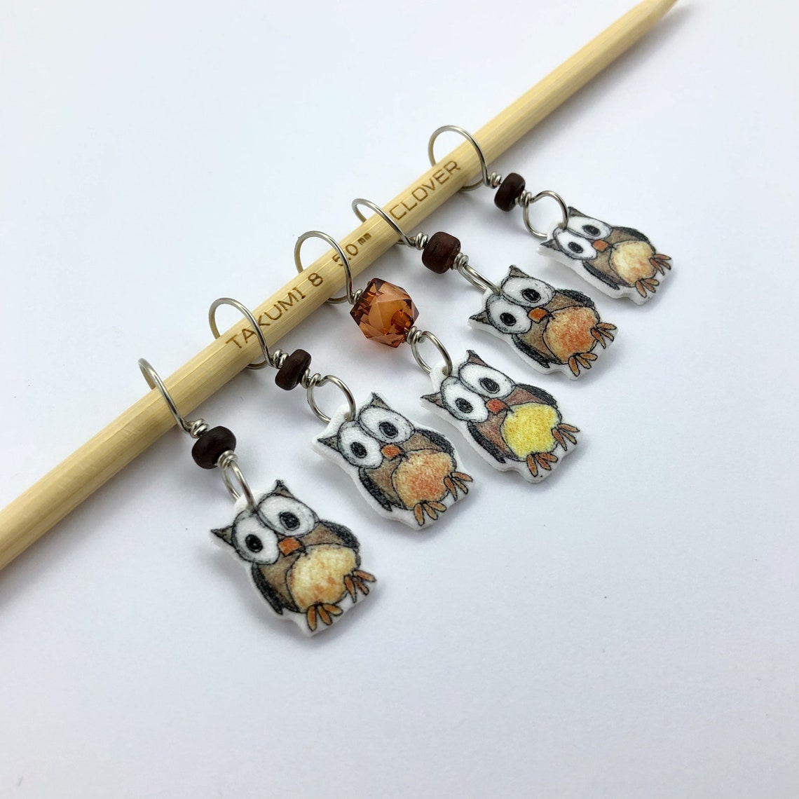 Owl Stitch Markers Whimsical Set of 5 Snag Free Etsy