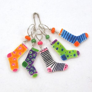 Crazy Socks Stitch Markers: Colorful Knitting Accessory, Snag Free