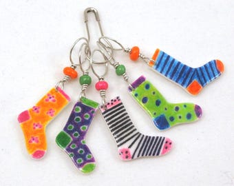 Crazy Socks Stitch Markers: Colorful Knitting Accessory, Snag Free