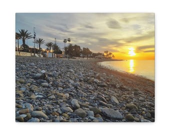Beach Sunrise Canvas Wall Art: Andalusia Photography Print, Mediterranean Coastal Decor