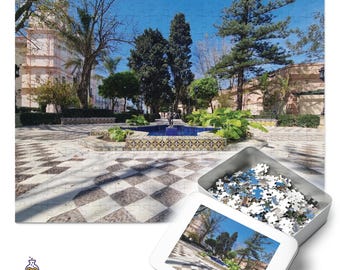 Cádiz Plaza Fountain Jigsaw Puzzle: Andalusia Photography, Mediterranean Tiles & Garden Decor