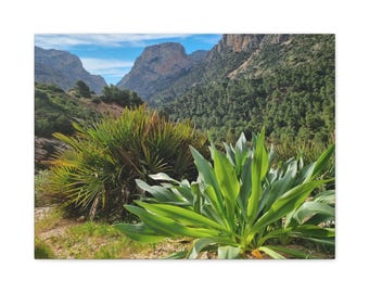 Caminito del Rey Canvas Wall Art: Andalusia Mountain Landscape Print, Spanish Nature Photography