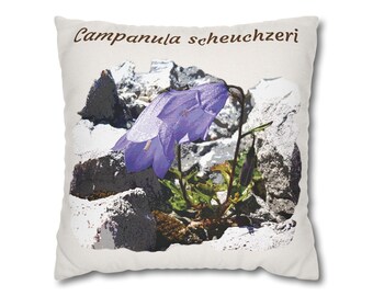 Funda de almohada con campanillas azul alpino: funda de cojín decorativa floral, decoración romántica para el hogar con estampado floral.