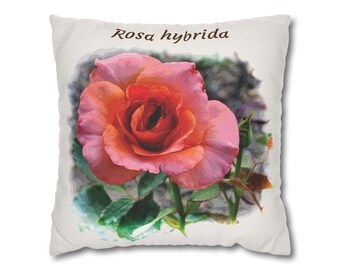 Funda de almohada con rosas rosas / Funda de cojín decorativa floral / Decoración romántica para el hogar con estampado floral