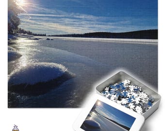 Frozen Lake Jigsaw Puzzle: Bohemia Winter Landscape Print