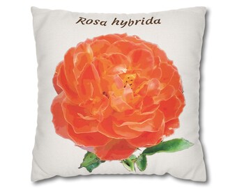 Funda de almohada con rosas naranjas: funda de cojín decorativa floral, decoración romántica para el hogar con estampado floral.