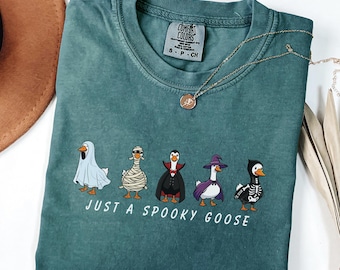 Comfort Colors® Halloween Funny Goose Shirt, Just a Spooky Goose Shirt, Spooky Tee, Halloween Shirt, Skeleton Goose Tee, Spooky Season Shirt