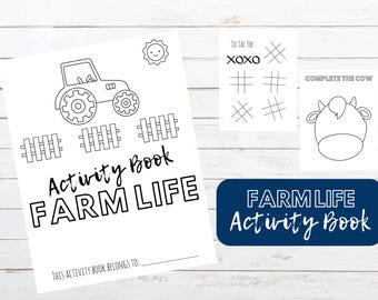 Farm Coloring and Activities book Pages, Instant Download File, Kids Fun Book, Farm Birthday Party Gift, Farm Animals Coloring Book