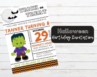 Halloween Birthday Party Invitation, Template Halloween Birthday Party Invite, Printable Halloween Party, Fall Birthday