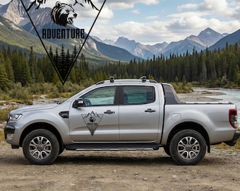 Adventure Bear Mountains Forest Sticker | Camper Van Wall Decal | Motorhome Outdoor Sticker | Personalized | Duty Free DE & AT