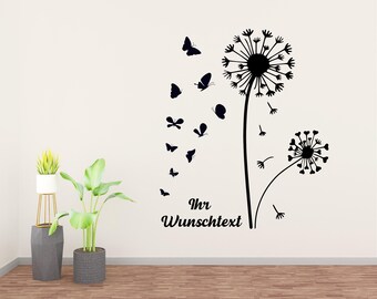 Personalized dandelion wall decal with custom text - XXL dandelion wall sticker for living room & bedroom - wall sticker with family quote