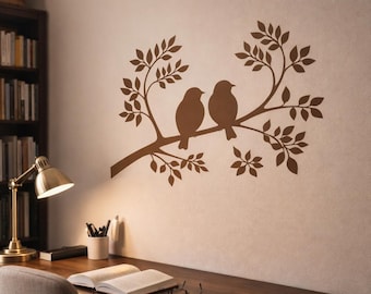 Wall sticker: Birds on a branch – Minimalist wall decal – Living room, bedroom, children's room decor – Matte & Elegant
