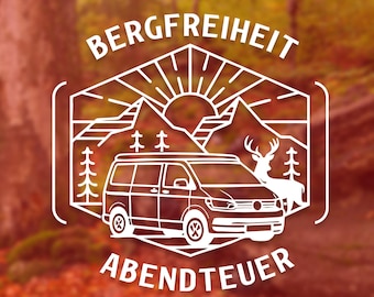 Mountain Freedom Adventure Camper Van Sticker Personalized | Vanlife Car Sticker | Outdoor Mountains Forest Design | Motorhome Decal