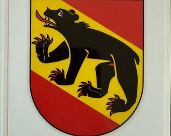 Canton of Bern Coat of Arms Stickers – Set of 4 | Outdoor Laminated Vinyl 85×100 mm