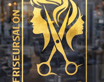 Personalized Hair Salon Wall Decal – Barber Logo Window Film | Custom Name | 30–82 cm | 27 Colors