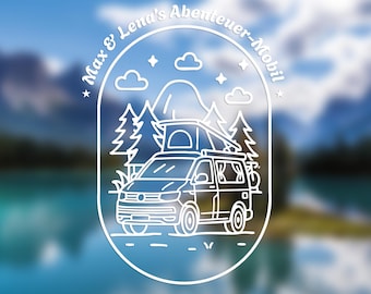 Personalized camper van vehicle wrap in oval design – vanlife car sticker with name for VW T5 T6 T6.1 T7