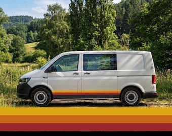 Retro Sunset Side Stripe Set – Vintage Camper Stickers suitable for T5 T6 T6.1 – Vanlife Tuning Accessory Design