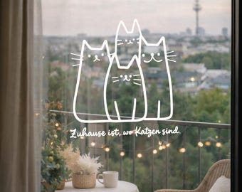 Cat Wall Mural Line Art – Optionally Personalized | Children's Room, Living Room, Balcony