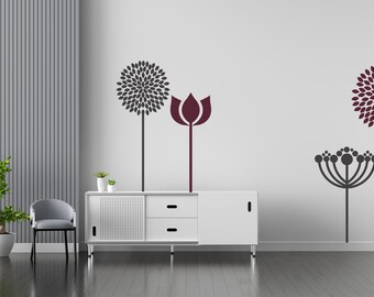 Modern floral wall decal made of foil – Minimalist floral design