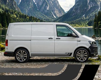 Modern Camper Van Side Stripe Decal Set – Left Right | Black & Gray Retro Vinyl Stickers