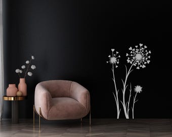 Floral Wall Decal | Flower Wall Stickers | Modern Minimal Wall Art | Vinyl Wall Decor for Living Room