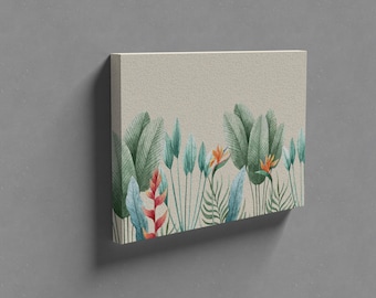 Tropical Botany Canvas Print Wall Art Living Room Decor Canvas Art Leaves Flowers Wall Decor 3 Sizes 4 Colors