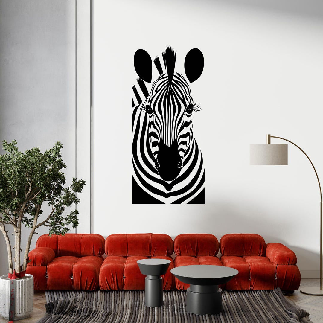 Minimalist Zebra Wall Decal | Black and White Animal Wall Decor ...