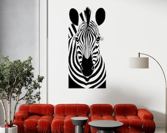 Minimalist Zebra Wall Decal | Black and White Animal Wall Decor | Modern Vinyl Wall Art | Living Room Bedroom