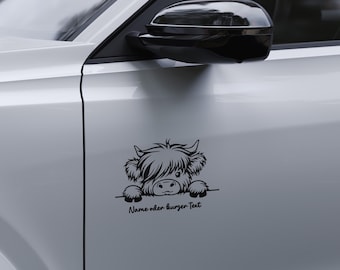 Personalized Highland Cow Wall Sticker – Fun Black and White Wall Decor with Name