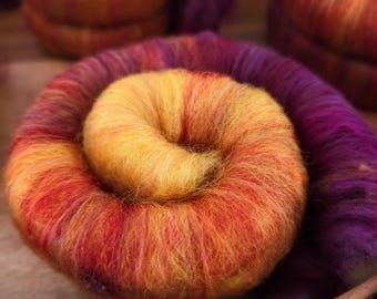 Embers & Mulled Wine Rolags – Hand-Dyed Spinning Fiber – BFL or Wool Blend