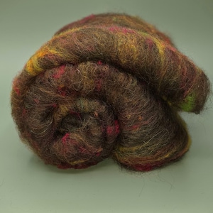 Earthen Threads Art Batt | 2.9 oz Wool & Silk Fiber | Corriedale Cormo | Spinning Weaving Felting Fiber