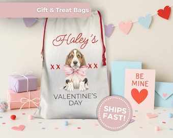 Dog Valentine's Day Gift Bag Personalized Puppy Valentine Favors Custom Valentine's Goodie Bag Valentine Bag Valentine's Day Gift for Kids