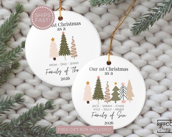 First Christmas Family Ornament Personalized Christmas Keepsake Gift 1st Xmas Custom Ornament For Family New Parent Gift Family of 3 Gifts