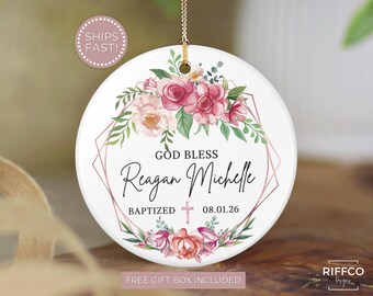 Custom Baptism Gift for Baby Christening Gift Personalized Baptism Ornament God Bless Baptism for Baby Boy and Baby Girl