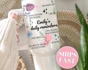 Personalized Daily Reminders 40oz Tumbler Custom Name Mental Health Tumbler Gift Daily Affirmations Tumbler With Handle Her Gift  Christmas
