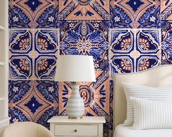 Moroccan Wallpaper, Mediterranean Tile Peel and Stick Wallpaper, Traditional