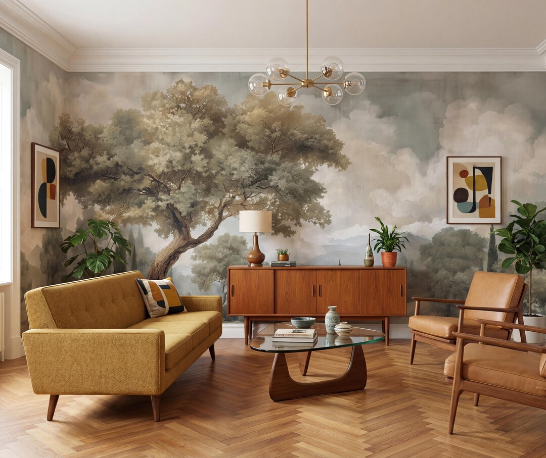 Pastoral Landscape Wall Mural, Serene Nature Scene Peel and Stick ...