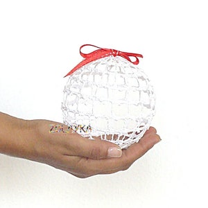 Two Lace Crochet Christmas Balls, Rustic Christmas Decor, Snow White Ball Christmas Tree Ball Decor Christmas Tree Bauble Ornament