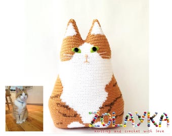 Crochet custom cat pillow portrait personalized cat gift memorial pet loss gift look a like personalized cat pillow new cat pet owner gift