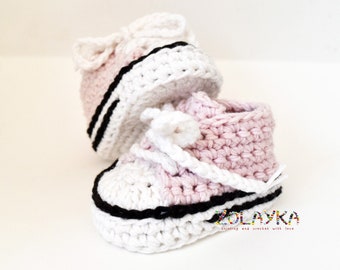 Newborn Baby Girl Shoes, Crochet Baby Sneakers, Infant Shoes Size 0 to 4 (US), New Baby Girl Booties, Baby Shower Gift Girl, Soft Baby Socks