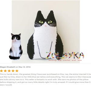 Loss of cat gift crochet custom cat pillow pet portrait personalized cat gift for cat lover cat pillow  stuffed tuxedo cat portrait pillow