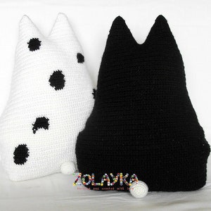 Crochet cat toy pillows set Black and White cat stuffed cat pillow pet lover gift cat toy pillow animal pillow primitive toy cat crochet image 4