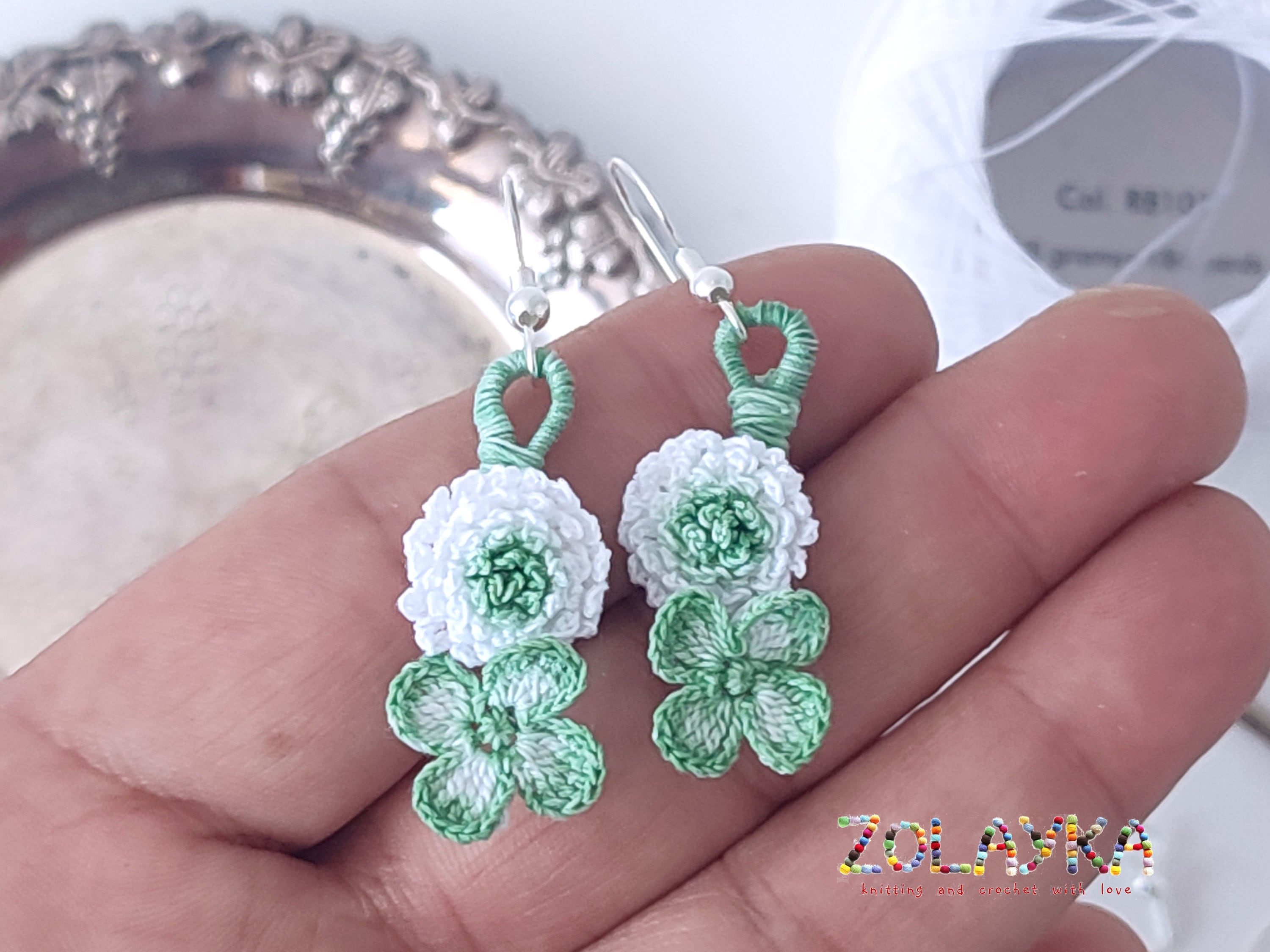MATERIA - Orecchini a forma di quadrifoglio fatti a mano con zircone verde – Argento 925, orecchini portafortuna/felicità con box # SO-210