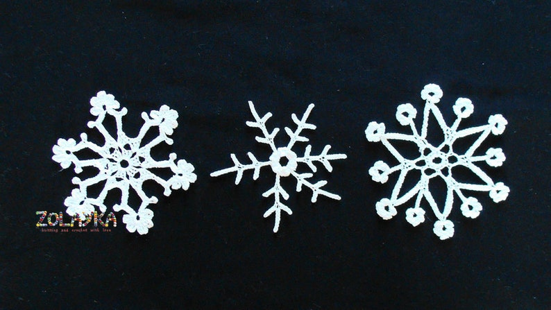6 Lace Crochet Snowflakes Ornament, Rustic Christmas Decoration, White Crochet Snowflakes image 4