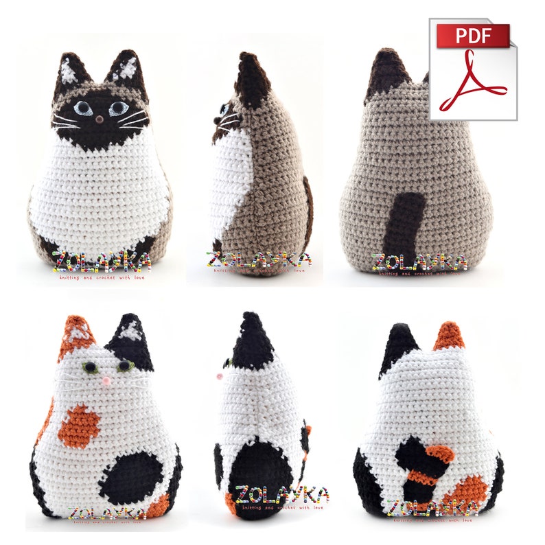 Cat Pillow Crochet Pattern Kitty Cushion Tutorial for 6 Etsy