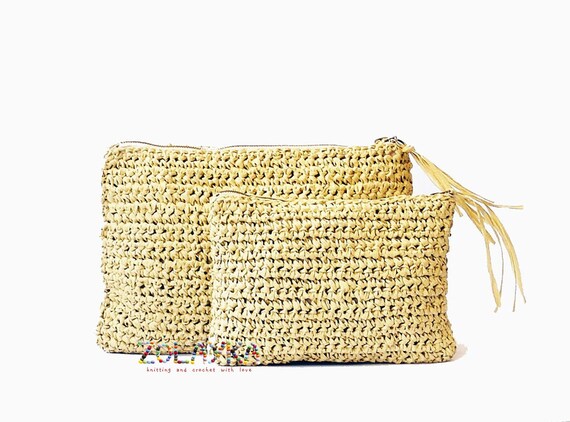 Clutch de rafia natural bolso de playa de verano clutch de | Etsy España