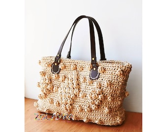 Sac à main en paille Sac en raphia naturel au crochet Sac à main en paille tressée Sac en paille d'été Gerard Darel inspiré Sac fourre-tout en paille de plage Sac fourre-tout en raphia